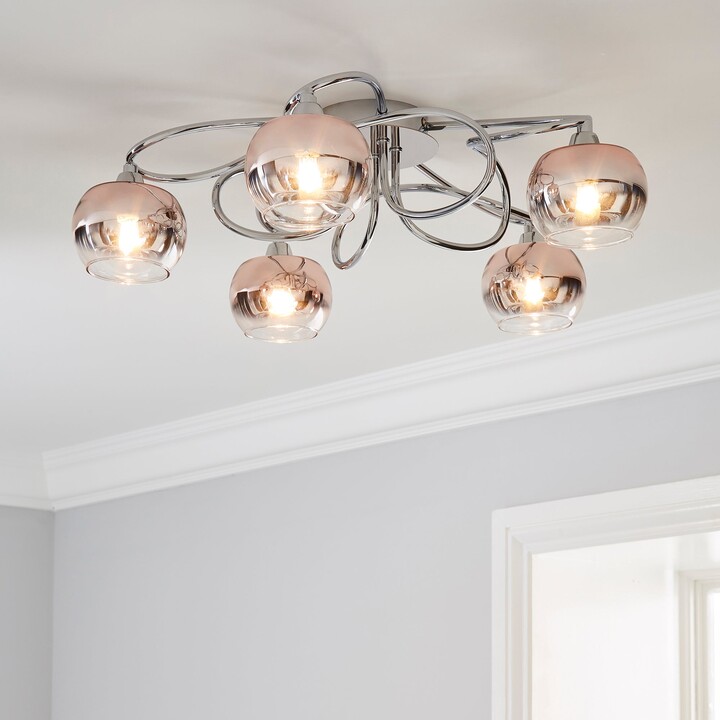 Dunelm Seychelles Blush Pink 5 Light Flush Ceiling Fitting Blush