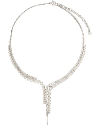 Yoko London 18kt white gold Raindrop Akoya pearl and diamond necklace