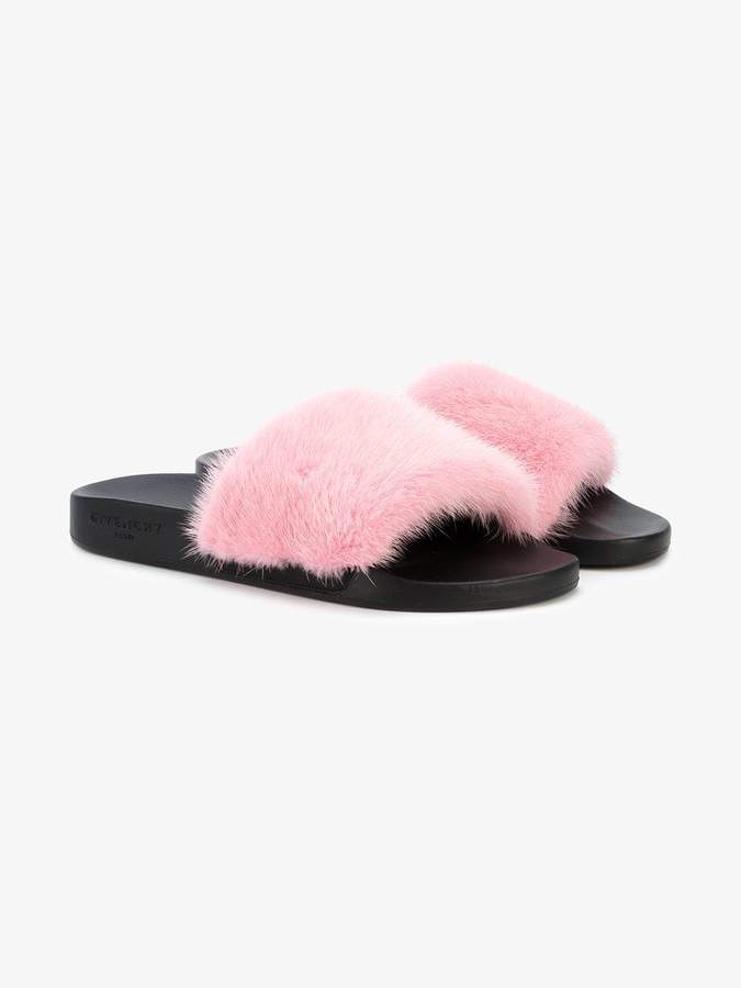 Givenchy Pink Fur slides ShopStyle Sandals
