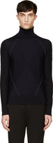 Thumbnail for your product : Moncler Gamme Bleu Navy Wool Contrast Knit Turtleneck