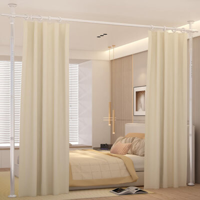 Room Divider Curtain Rod, No Drilling Adjustable Space Partition, Heavy Duty Floor To Ceiling Tension Rod, 4-10Ft(H) 28-70Inch(W), Temporary Wall Divi