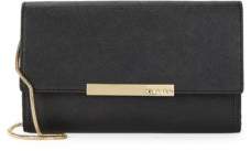 Calvin Klein Flap-Over Embossed Leather Clutch