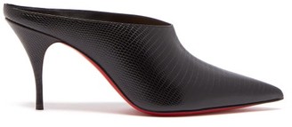 Christian Louboutin Quart 80 Lizard-effect Leather Mules - Womens - Black Christian Louboutin Quart 80 Lizard-effect Leather Mules - Womens - Black