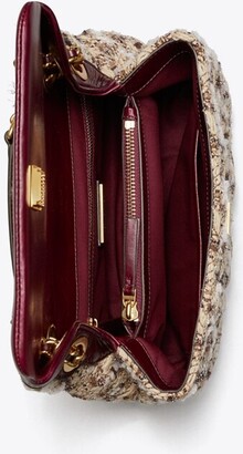 CLEARANCE! TORY BURCH Fleming Soft Tweed Small Convertible Burgundy Shoulder  Bag