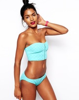 Thumbnail for your product : ASOS COLLECTION Quilted Zip Front Bandeau Bikini Top