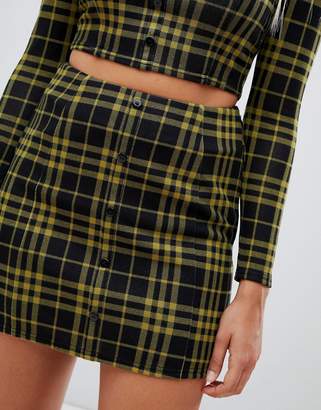 Emory Park mini skirt with button front in check two-piece