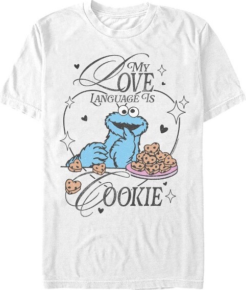 Sesame Street MensSesameStreetMyLoveLanguageIsCookiesTShirt-White-XLarge
