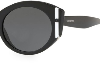 Valentino VA4039 Solid Black 53MM Round Sunglasses