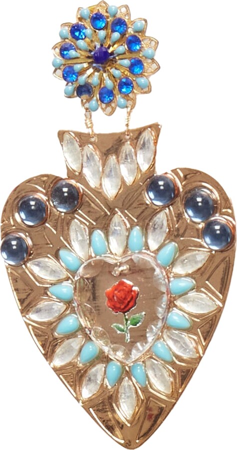 Mercedes Salazar Resin Crystal Rose Dangling Clip On Earrings