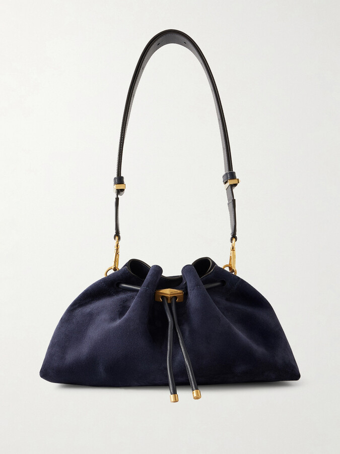 Jimmy Choo Cinch Medium Leather-trimmed Suede Shoulder Bag - Blue