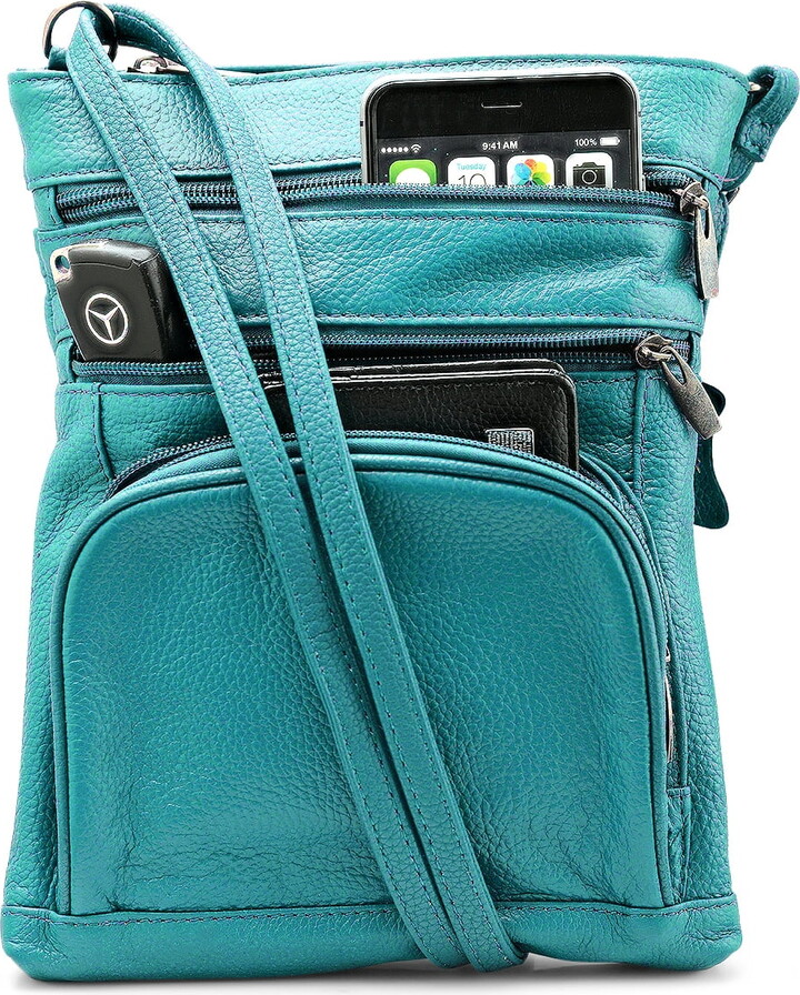 Steeltime Unisex Super Soft Leather Crossbody Bag with 6 compartments and Carrying Strap