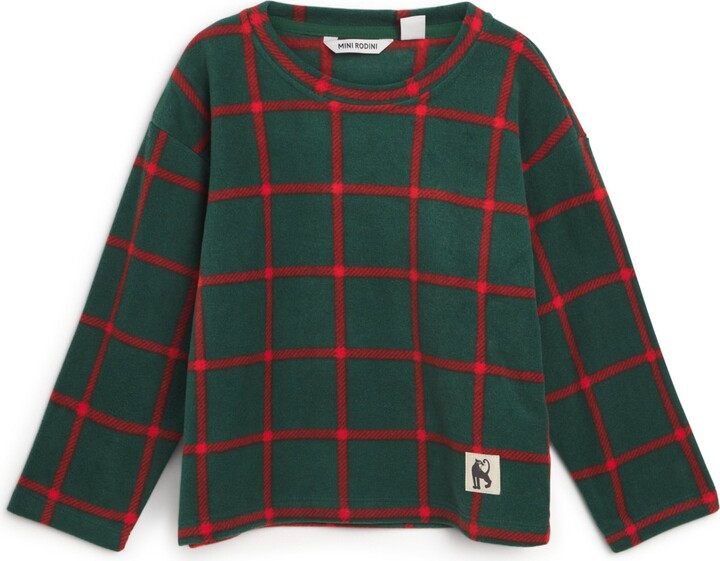 Mini Rodini Fleece Plaid Long-Sleeve Top