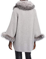 Thumbnail for your product : Sofia Cashmere Fur Trim Cashmere Cape