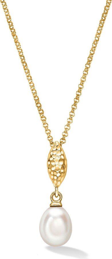 Dower & Hall Marquise & Oval White Pearl Pendant In Gold Vermeil