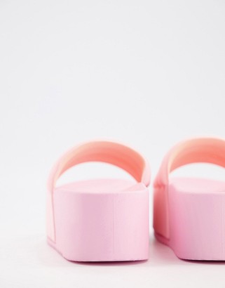 ASOS DESIGN Flori flatform sliders in baby pink