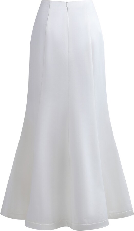 Iellele White Noel Trio Set Turtleneck Silk Skirt Tulle Fur Overskirt