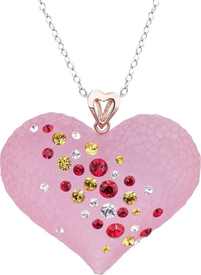 Inspirational Heart Outline Necklace Made With Swarovski By Pink Box -  Walmart.com