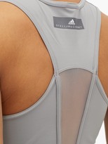 Thumbnail for your product : adidas by Stella McCartney Ruched V-neck Mesh-back Tank Top - Grey