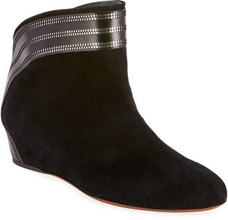 Alaia Perforated Suede Wedge Pull-On Booties