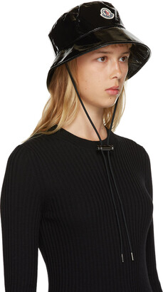 Moncler Black Shiny Logo Bucket Hat