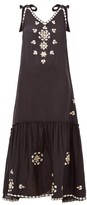 Thumbnail for your product : Juliet Dunn Mirror-embellished Silk Dress - Black