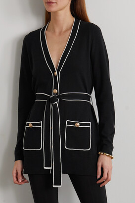 L'Agence Ronny Belted Knitted Cardigan - Black