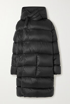 Hooded Quilted Shell Down Coat - Blac 