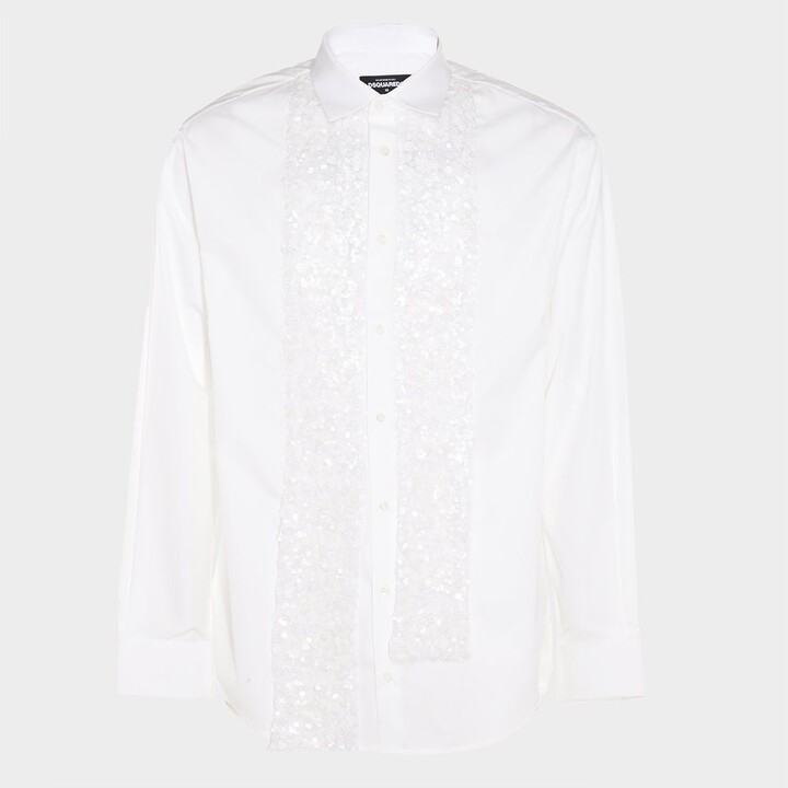 Oversized Sequin-Embellished Cotton-Mesh T-Shirt