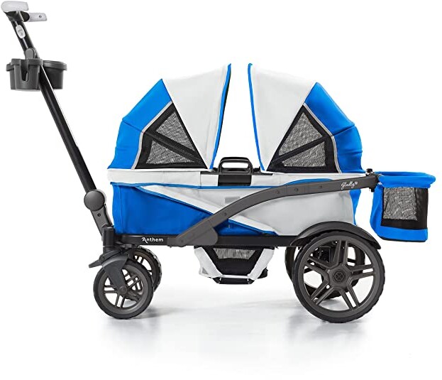 Gladly Family Anthem 2 Double Wagon Stroller, All-Terrain Collapsible Wagon with Canopy for Kids, 2 Seater (Electric Silver)