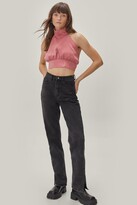 Thumbnail for your product : Nasty Gal Womens Ruched Halter Neck Satin Crop Top