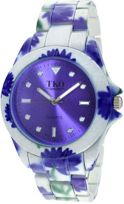 JCPenney TKO ORLOGI Womens Purple Floral Print Bracelet Watch