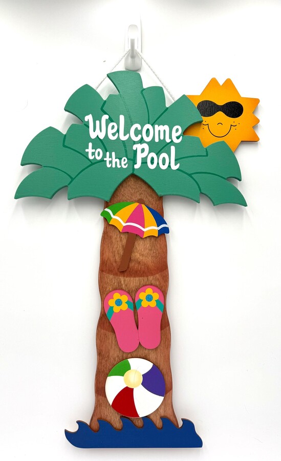 Outdoor Pool Sign Welcome To The Tropical Palm Tree