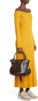 Chloé Medium Marcie Croc-Embossed Leather Top Handle Bag