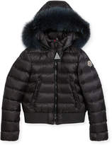Thumbnail for your product : Moncler New Alberta Quilted Coat w/ Fur Trim, Size 8-14
