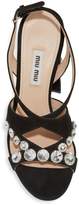 Thumbnail for your product : Miu Miu Crystal-Embellished Suede Curved-Heel Sandals