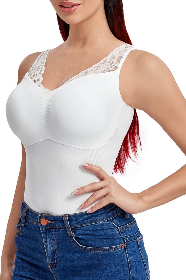 Joyshaper Women's Undershirt Shaping Tops Tank Tops Tummy Control Shirt  Shapewear Lace Vest Top Vests Body Shaper Shirt Slim Tummy Away Shirts -  ShopStyle