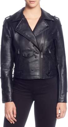 Catherine Malandrino Star Stud Faux Leather Moto Jacket