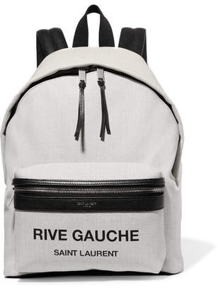 Saint Laurent Mini City Leather-trimmed Printed Canvas Backpack - White