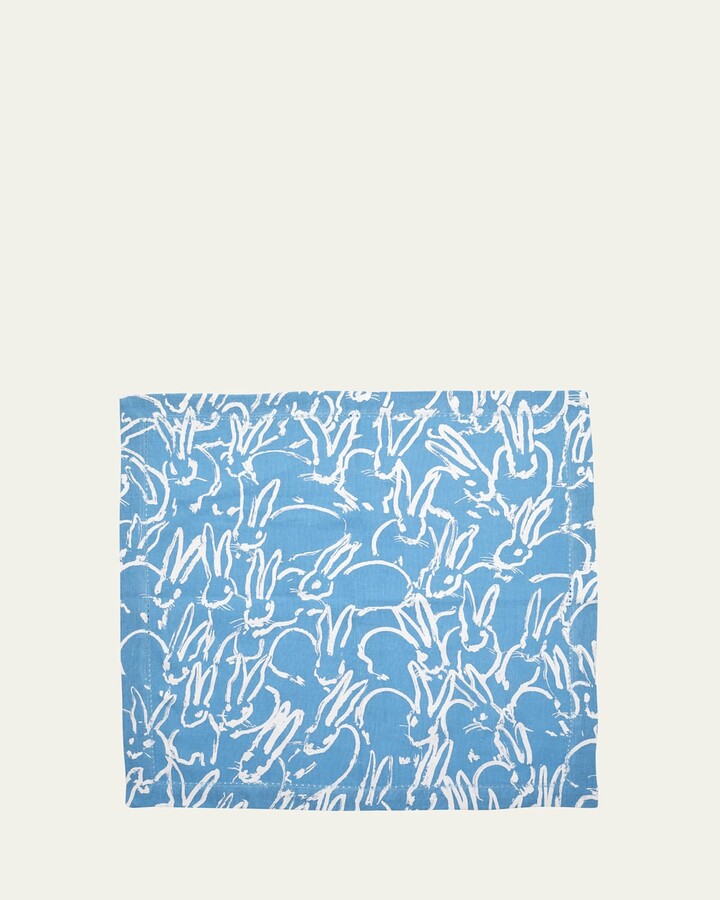 Hunt Slonem Fluffle Khadi Printed Linen Dinner Napkin, 20 x 20