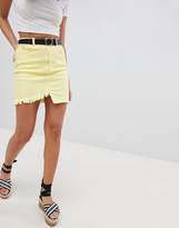Thumbnail for your product : PrettyLittleThing Frayed Edge Denim Mini Skirt