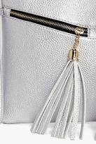 Thumbnail for your product : boohoo Aaliyah Metallic Tassel Zip Clutch Bag