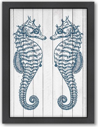 Americanflat Double Seahorse Wood Framed Wall Art