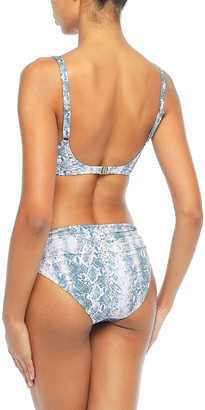 Melissa Odabash Bel Air Ruched Printed Mid-rise Bikini Briefs