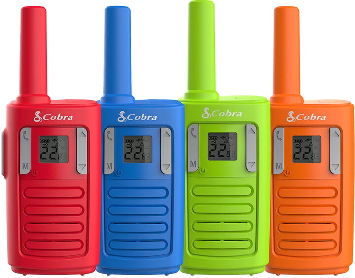 Cobra Electronics Cobra RX100 Family Walkie Talkies Two-Way Radios (4-Pack) - 16-mile Long Range, Kid-Friendly, 22 Channels, NOAA Weather Alerts, Call Alerts