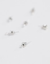 Thumbnail for your product : ASOS DESIGN DESIGN pack of 3 tiny stud earrings in silver tone