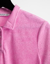 Thumbnail for your product : Stradivarius towelling short sleeve polo co-ord in pink