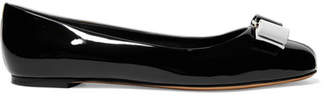 Ferragamo Varina Bow-embellished Two-tone Patent-leather Ballet Flats