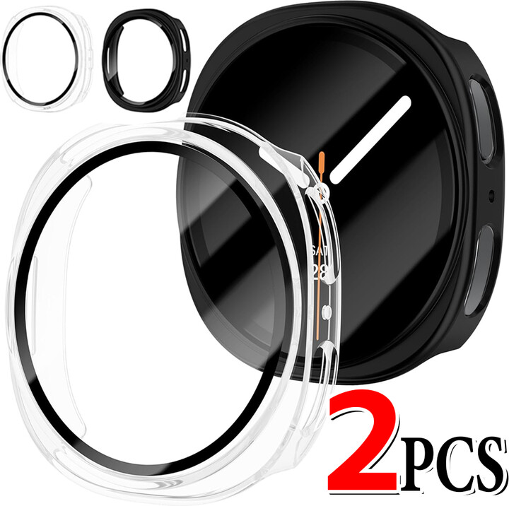BAPPSUS For Samsung Galaxy Watch 8 40mm 44mm PC & Tempered Glass Case Screen Protector Protective Full Coverage Shell for Samsung Watch 8