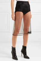 Thumbnail for your product : Versace Embroidered Tulle Midi Skirt - Black