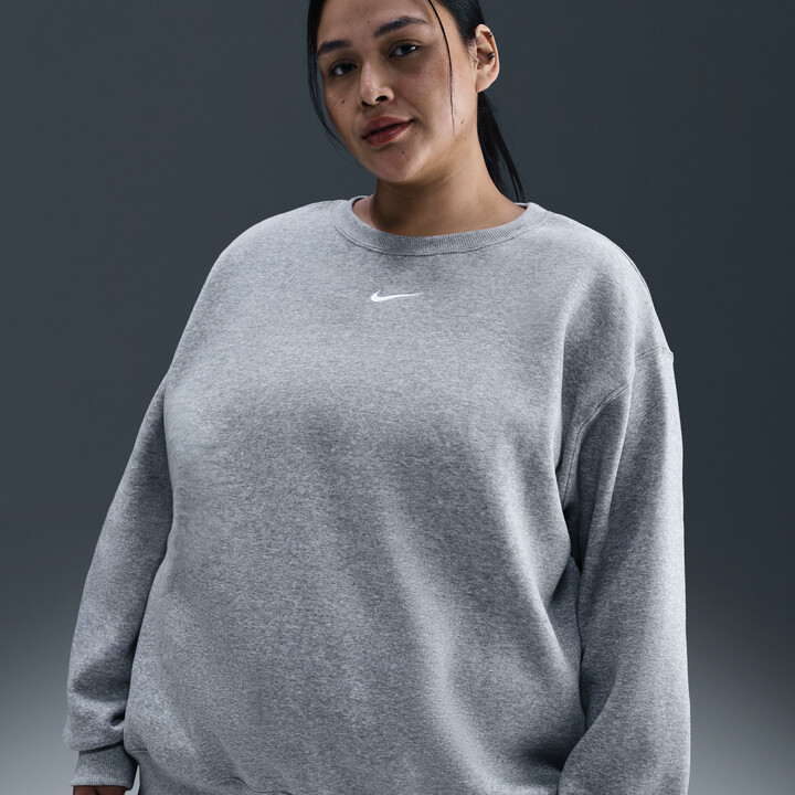 Women's Nike Sportswear Phoenix Fleece Oversized Crew-Neck Sweatshirt (Plus Size) in Grey | FZ4272-063